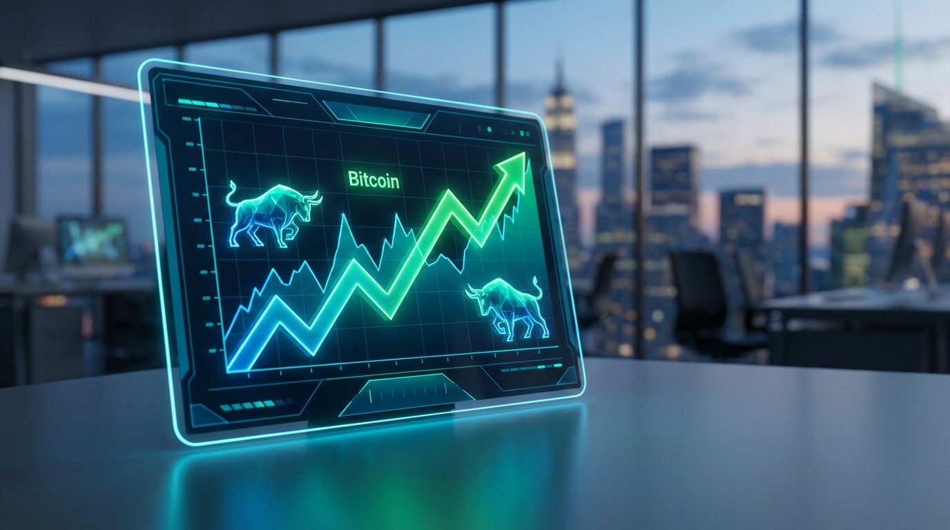 กราฟราคาบิตคอยน์แสดงแนวโน้มขาขึ้น