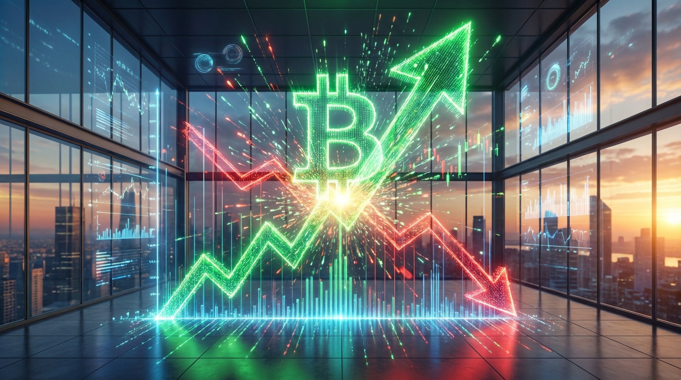 กราฟราคา Bitcoin พุ่งสูงขึ้นอย่างรวดเร็ว แสดงถึงปรากฏการณ์ Short Squeeze