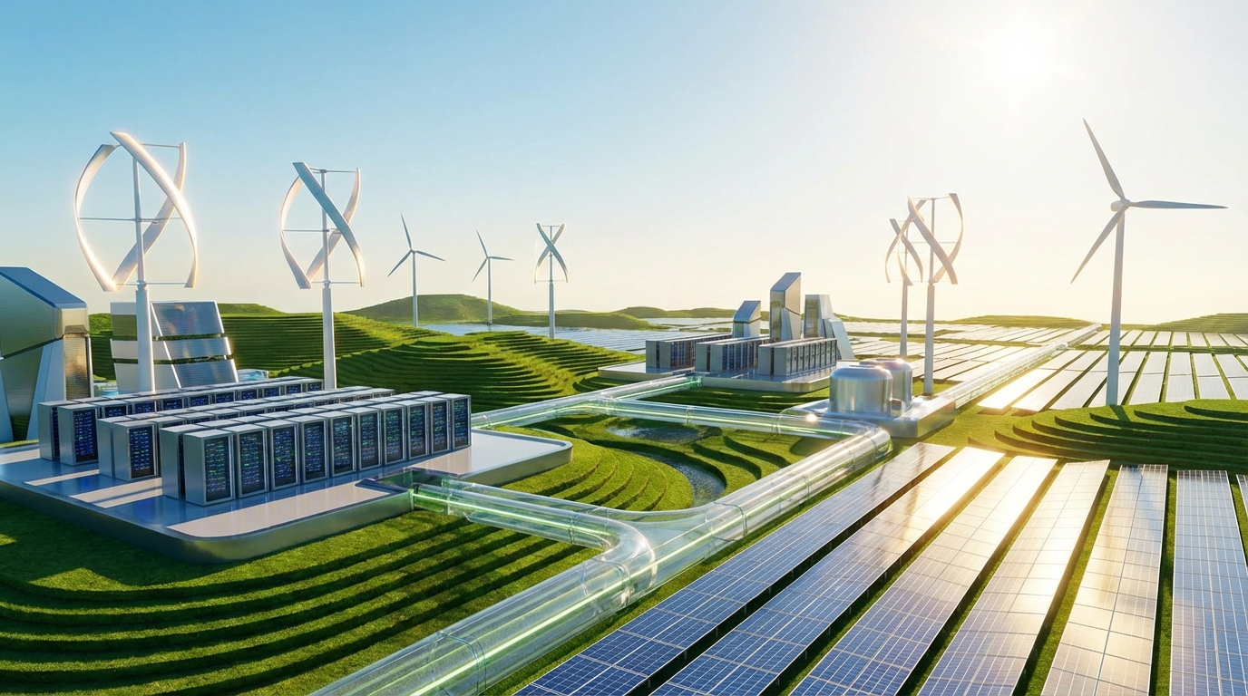 ภาพเหมือง Bitcoin ทำงานร่วมกับพลังงานหมุนเวียน