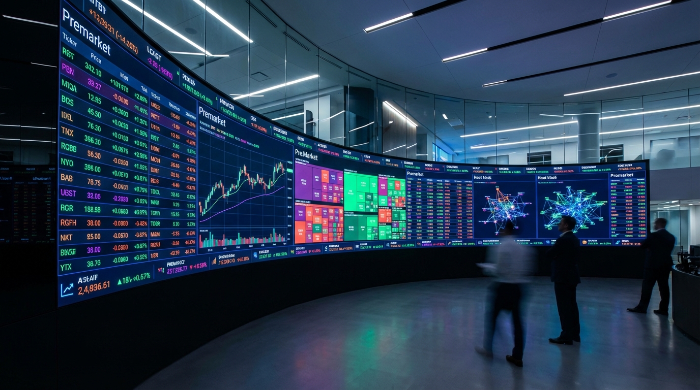 กราฟหุ้น premarket แสดงความผันผวนของราคา