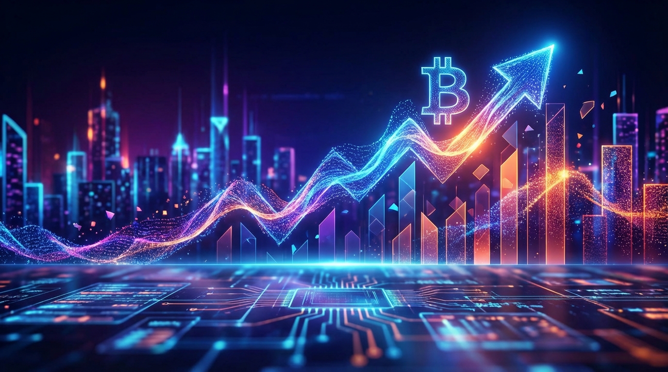 กราฟราคา Bitcoin พุ่งขึ้น แสดงถึงแนวโน้มขาขึ้น