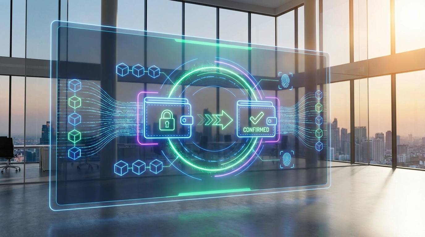 ภาพแสดงอินเทอร์เฟซธุรกรรมจำลองคริปโตเคอร์เรนซี