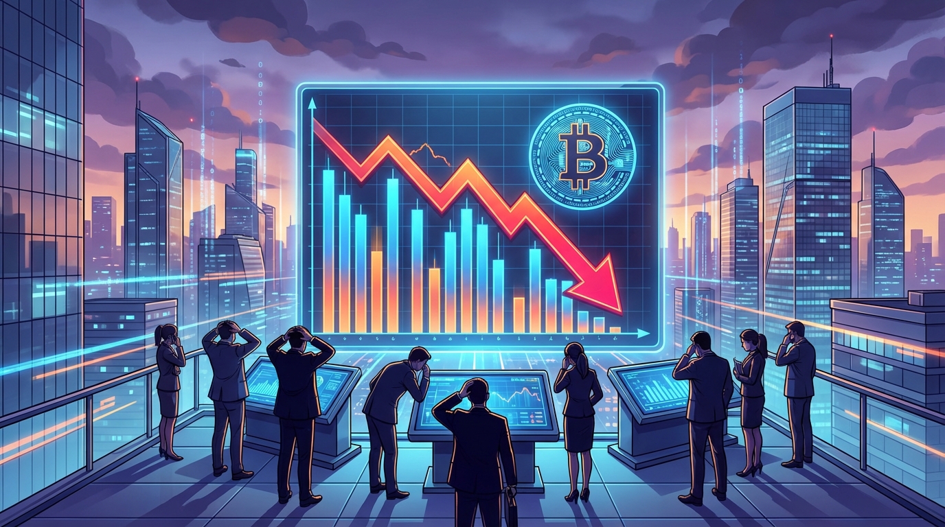 กราฟราคา Bitcoin แสดงแนวโน้มขาลง นักลงทุนกังวล