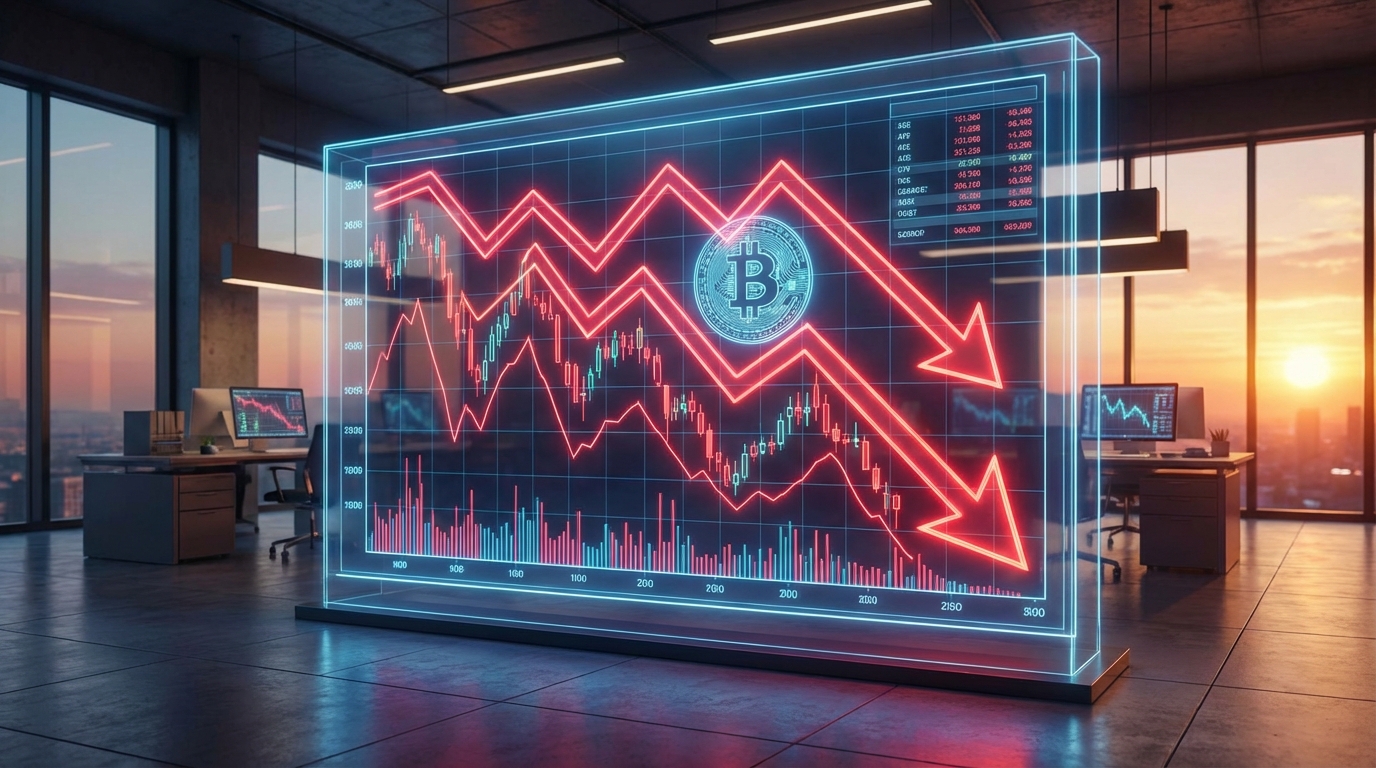 กราฟราคา Bitcoin หลุดแนวรับสำคัญ สัญญาณขาลง