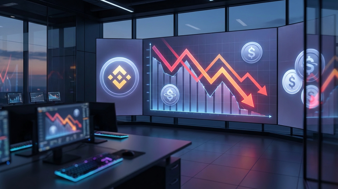 กราฟแสดงแนวโน้มขาลงของทุนสำรอง Binance Stablecoin