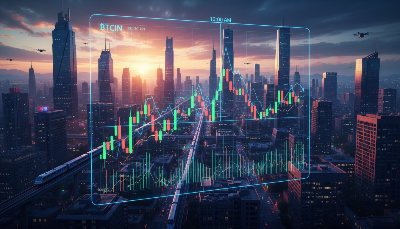 กราฟราคา Bitcoin ช่วง 10 โมงเช้า แสดงความผันผวนของตลาด
