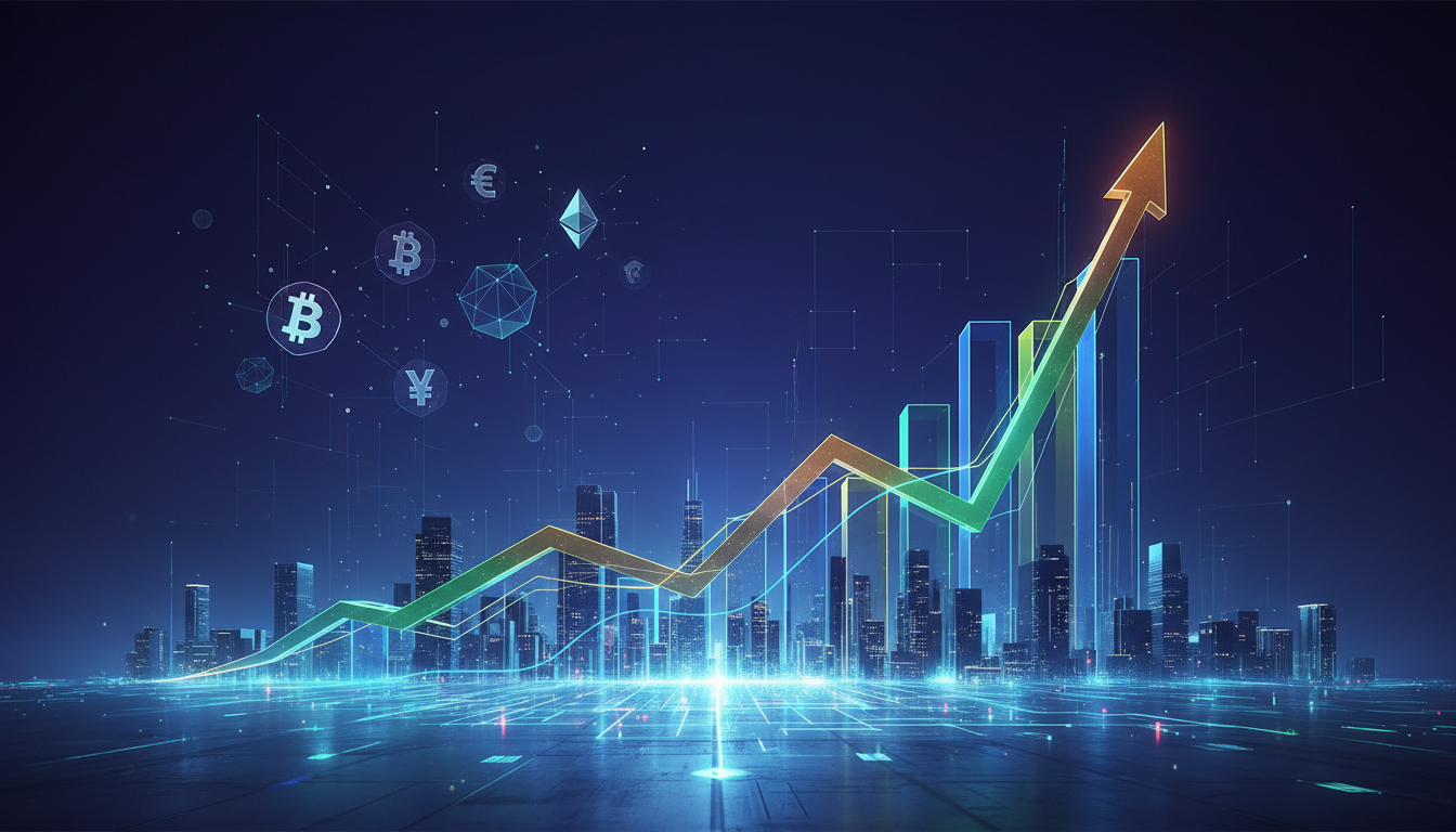 กราฟแสดงการเติบโตทางการเงินและเทคโนโลยีที่เกี่ยวข้องกับ ETF