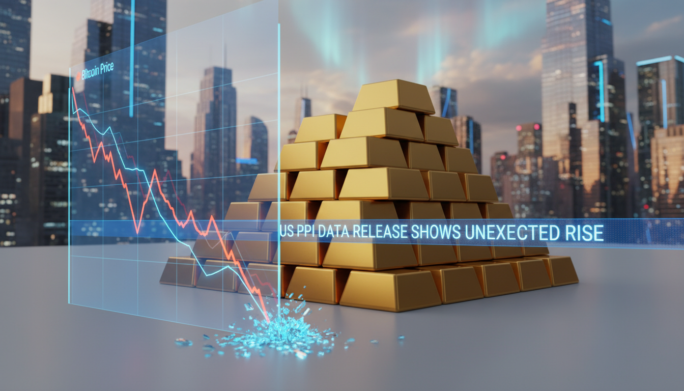 กราฟราคา Bitcoin ร่วง ทองคำพุ่ง หลัง PPI สหรัฐฯ ประกาศ
