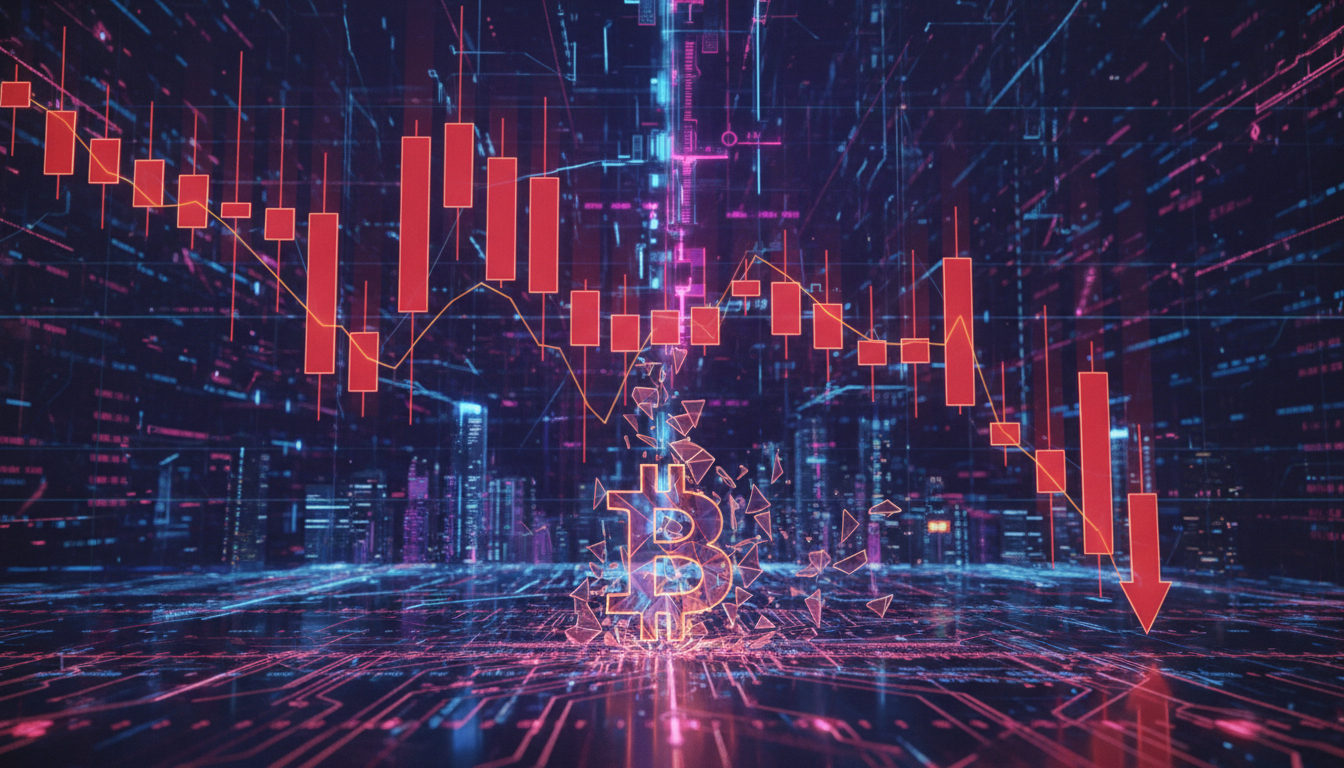 กราฟราคา Bitcoin ร่วงลง ตลาดคริปโตผันผวน