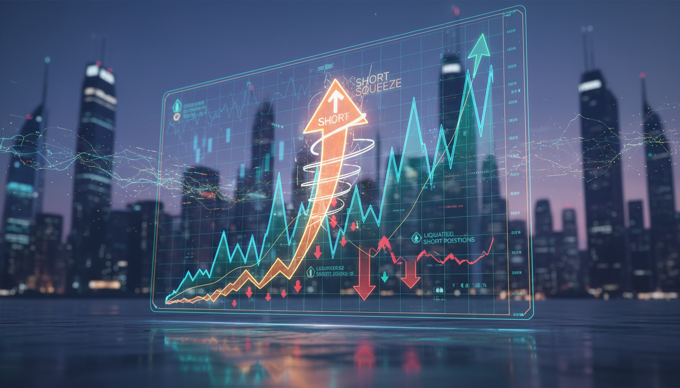 กราฟราคา Bitcoin พุ่งขึ้น แสดงถึงโอกาสเกิด Bitcoin Short Squeeze