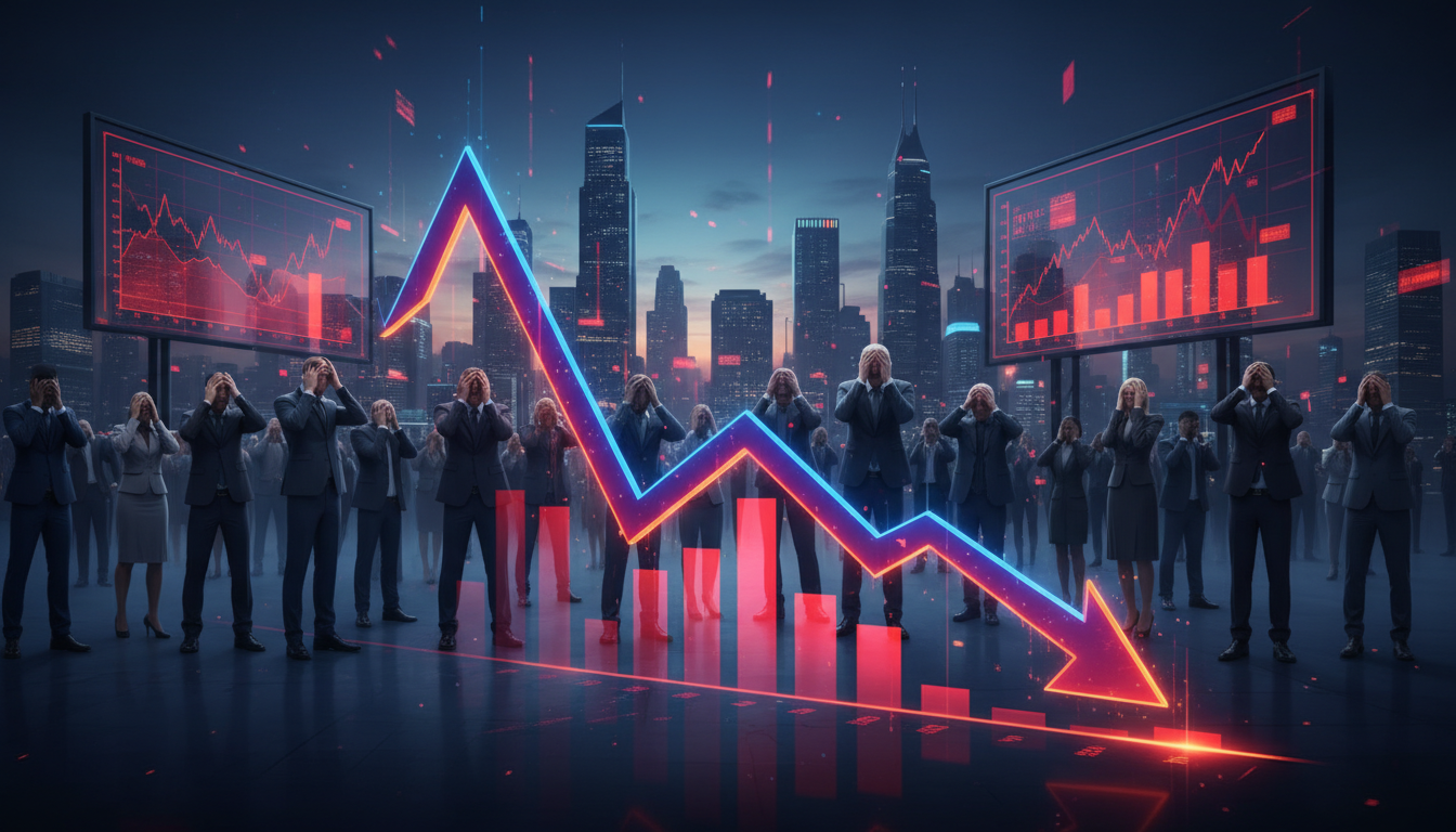 กราฟราคา Bitcoin ร่วงลงอย่างรวดเร็ว นักลงทุนวิตกกังวล