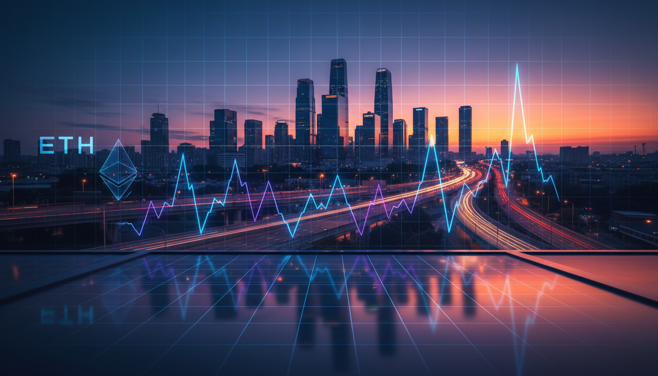 กราฟราคาอีเธอร์ (ETH) แสดงความผันผวนของราคา