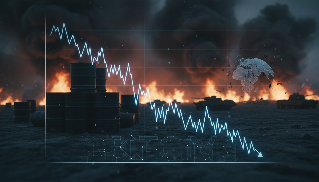 กราฟราคา Bitcoin ร่วง ท่ามกลางความตึงเครียดระหว่างประเทศและวิกฤตน้ำมัน