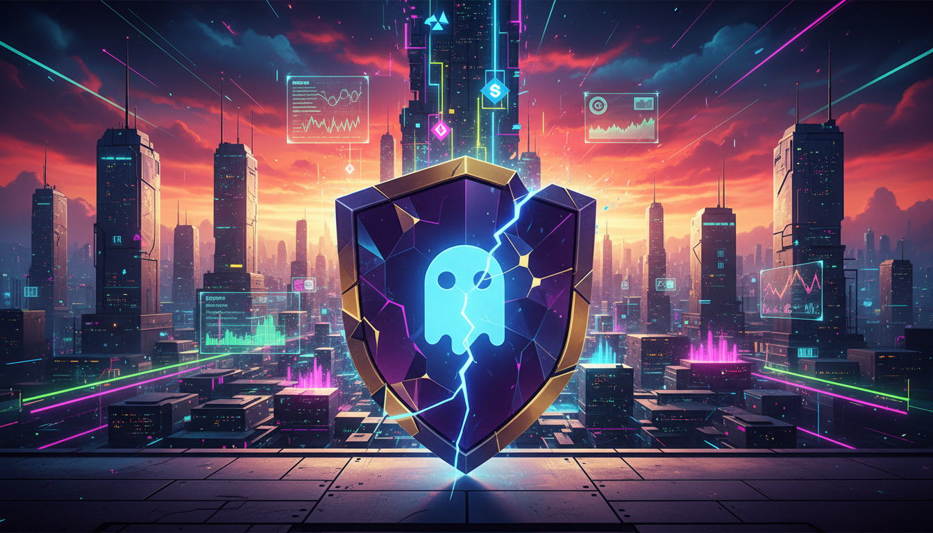 โลโก้ Aave แตกเป็นเสี่ยง แสดงถึงปัญหาธรรมาภิบาลในโลก DeFi