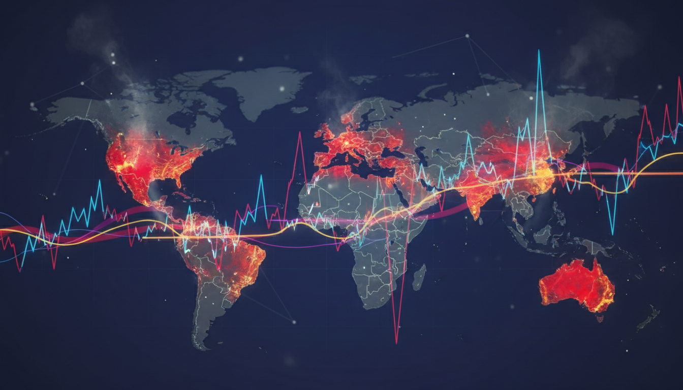 กราฟตลาดหุ้นผันผวน ท่ามกลางความขัดแย้ง สงคราม