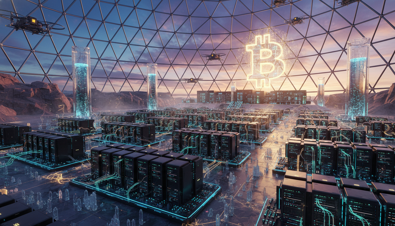 ฟาร์มขุด Bitcoin แนวคิดสกุลเงินดิจิทัล