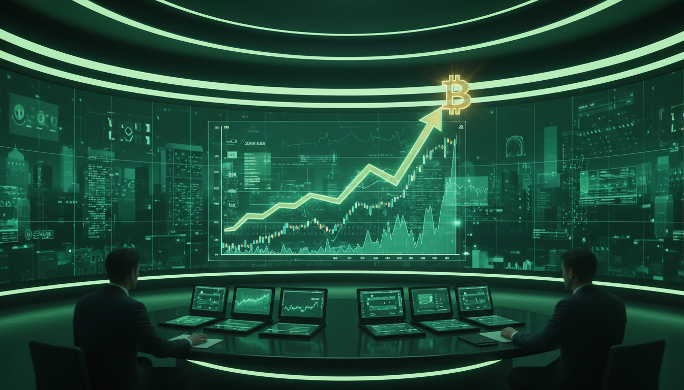 กราฟราคา Bitcoin พุ่งสูงขึ้น