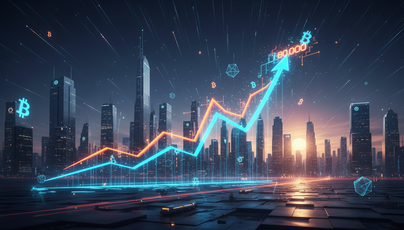 กราฟราคา Bitcoin มีแนวโน้มพุ่งขึ้น ส่อแววแตะ 80,000 ดอลลาร์