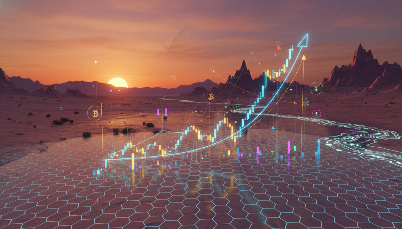 กราฟแสดงราคา Bitcoin แนวโน้มขาขึ้น พร้อมข้อมูลทางการเงิน