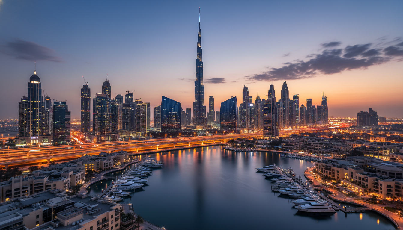 ภาพเมืองดูไบยามเย็น สะท้อนความมั่นคงของระบบการเงิน UAE