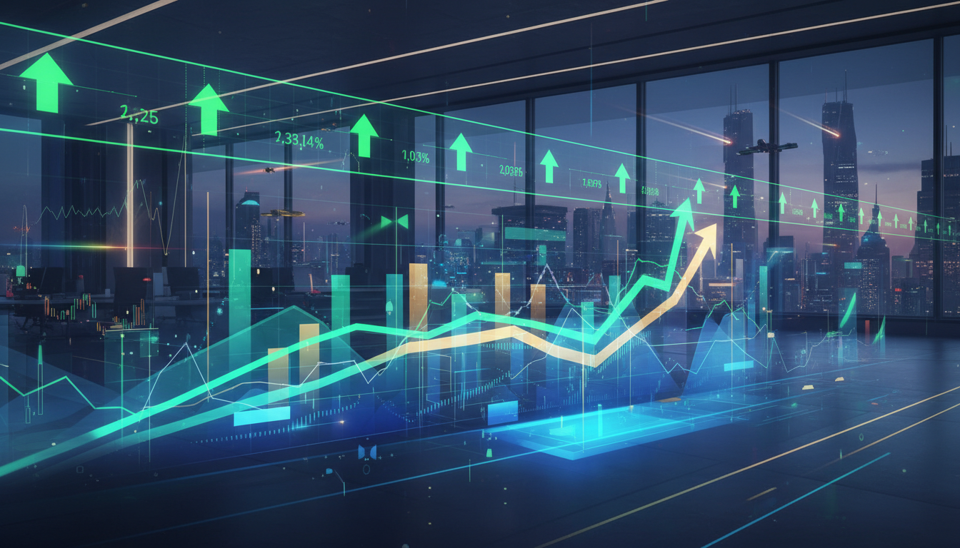 กราฟแสดงหุ้นขาขึ้น ตลาดหุ้นมีความผันผวน