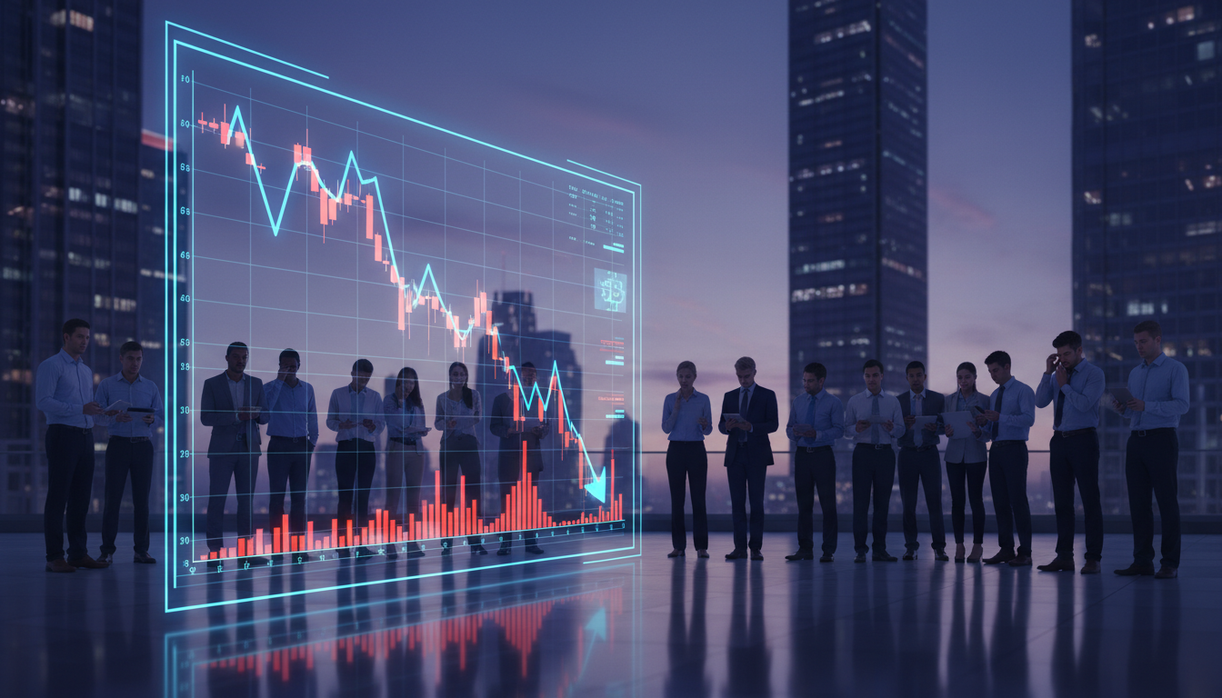 กราฟแสดงราคา Bitcoin ร่วงลงอย่างรวดเร็ว นักลงทุนแสดงความกังวล