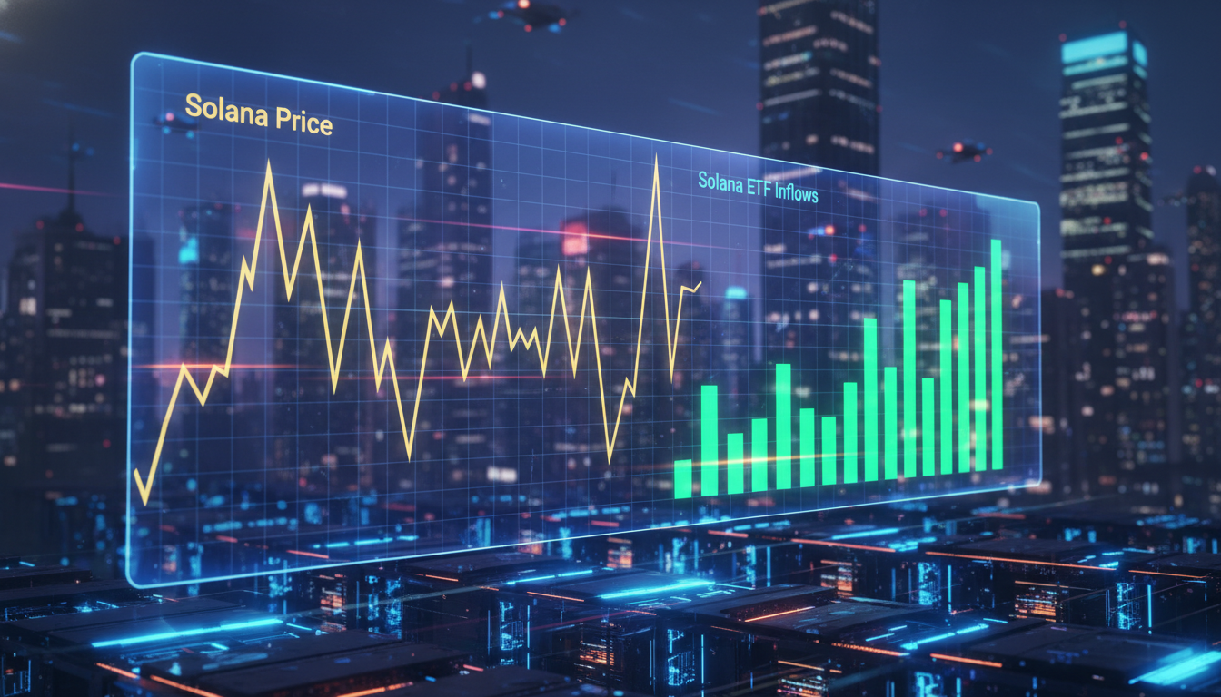 กราฟแสดงการไหลเข้าของ Solana ETF สวนทางกับราคา Solana