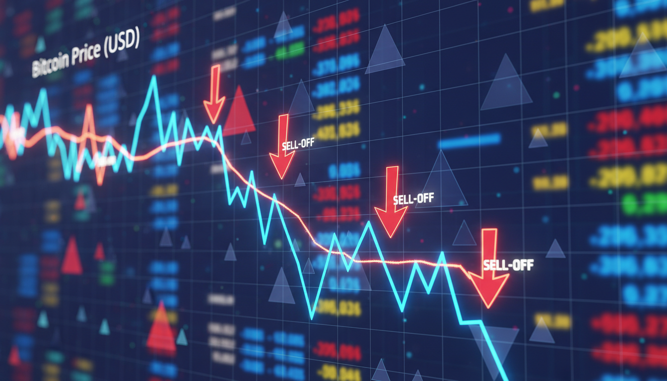 กราฟราคา Bitcoin ร่วง นักลงทุนเทขายทำกำไร
