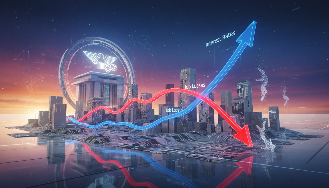 ภาพแสดงกราฟการจ้างงานและอัตราดอกเบี้ยของเฟด