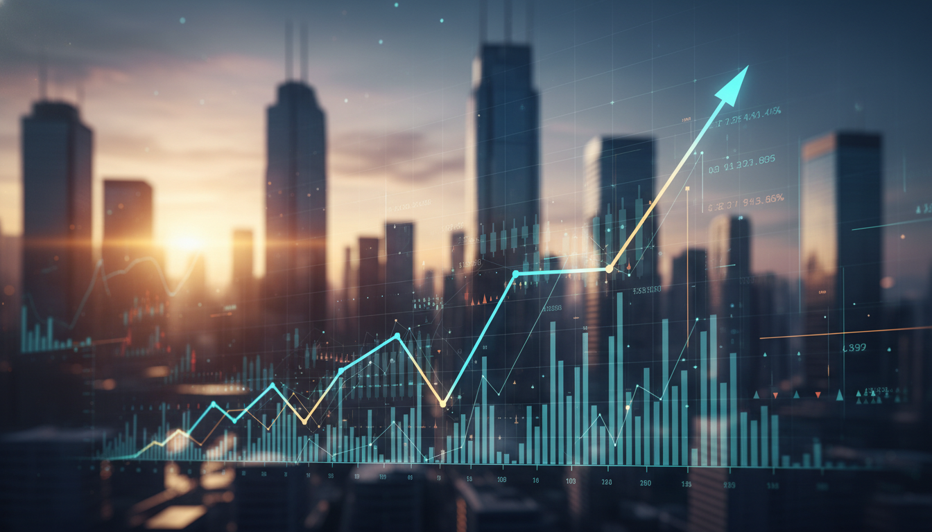 กราฟราคา Bitcoin แนวโน้มขาขึ้น พร้อมข้อมูลทางการเงิน