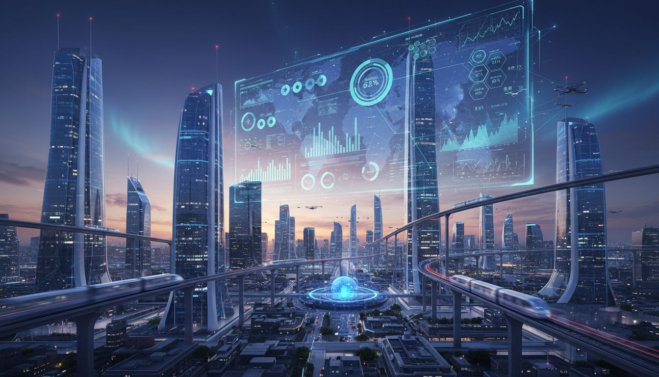 ภาพแสดงตลาดทำนายผล Kalshi ในบริบทของเมืองอนาคต