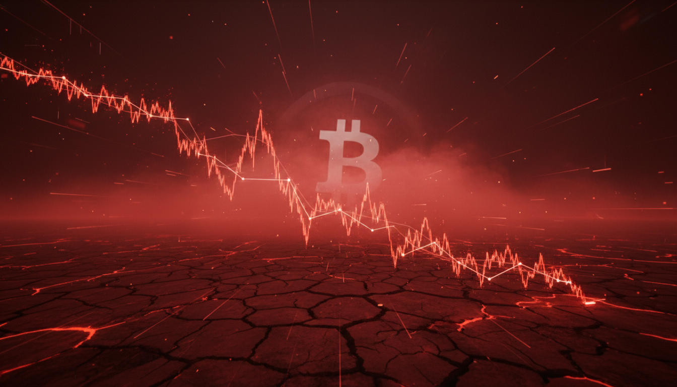 กราฟราคา Bitcoin ร่วงลง แสดงถึงความเสี่ยงในตลาด