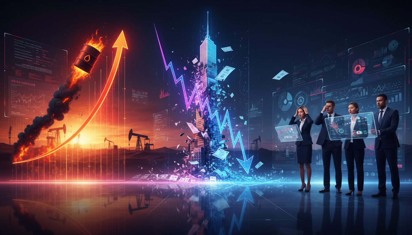 ภาพแสดงผลกระทบของวิกฤตน้ำมันต่อตลาดหุ้น