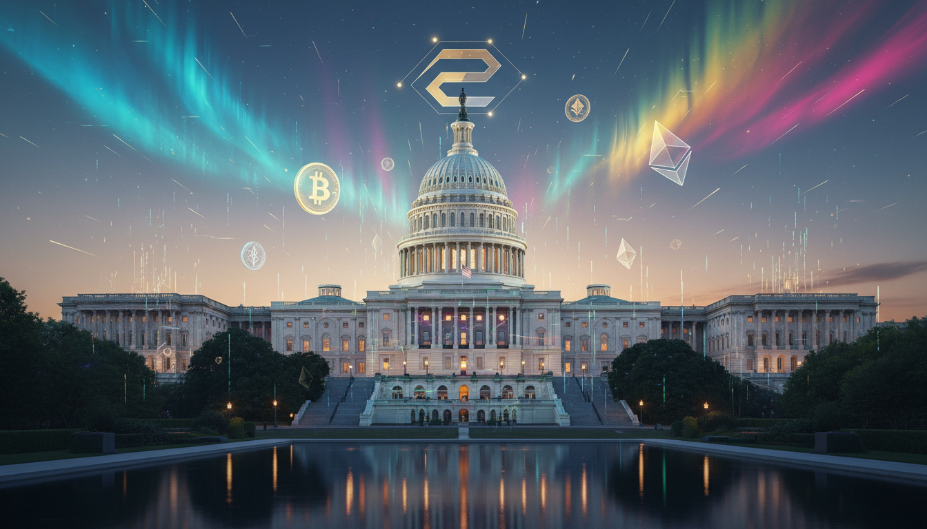 ภาพอาคารรัฐสภาสหรัฐฯ แนวคิดคริปโตเคอร์เรนซี