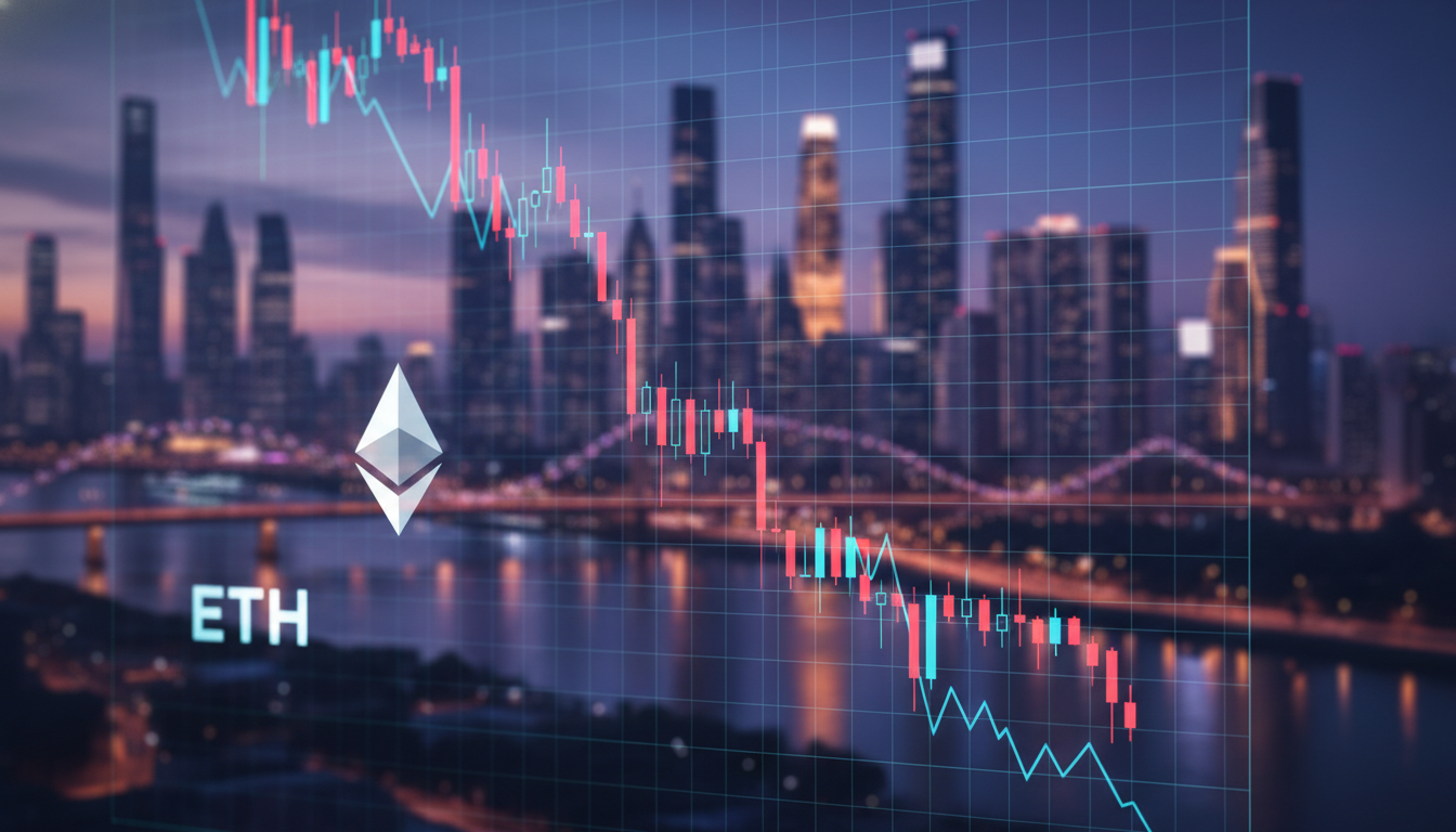 กราฟราคา Ethereum ดิ่งลง แสดงถึงการขาดทุนของ Sharplink