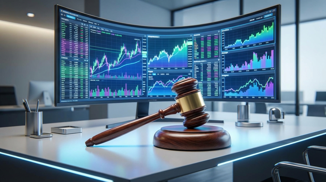 ค้อนทุบยางหน้าจอคอมพิวเตอร์แสดงกราฟคริปโต คดี Roman Storm