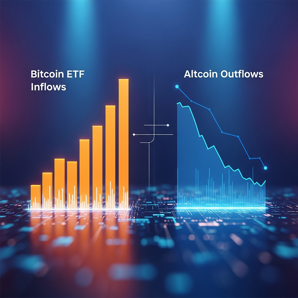 ภาพแสดงการไหลเข้าของ Bitcoin ETF และการไหลออกของ Altcoin ETF