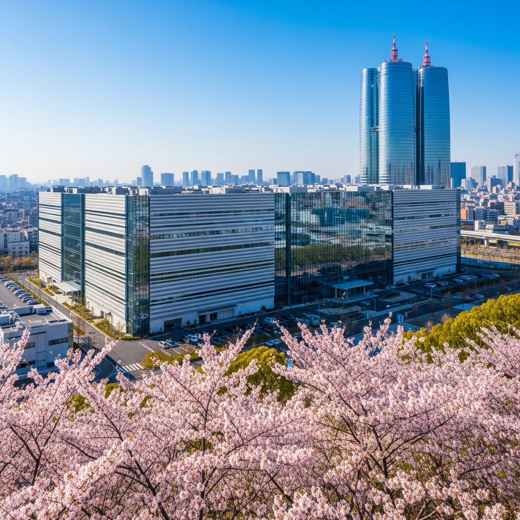 ภาพมุมสูงของ Data Center AI ที่ทันสมัยในโตเกียว ประเทศญี่ปุ่น