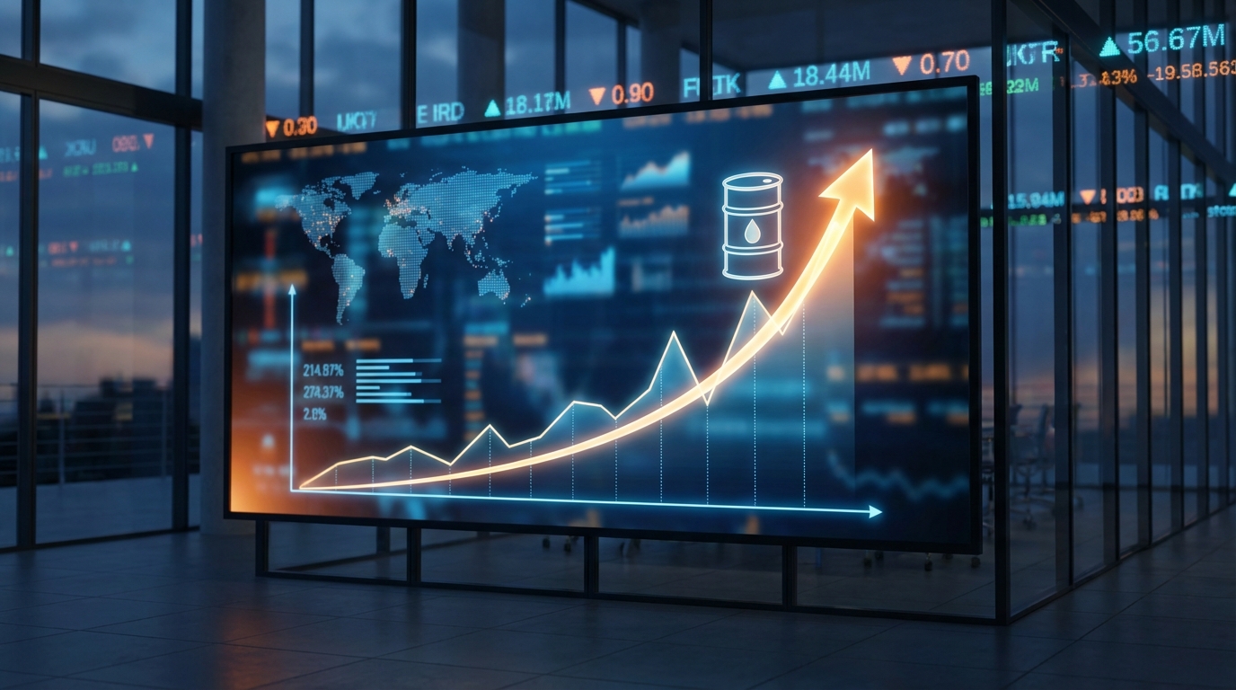 กราฟแสดงราคาน้ำมันพุ่งสูงขึ้น ผลกระทบต่อตลาดการเงิน