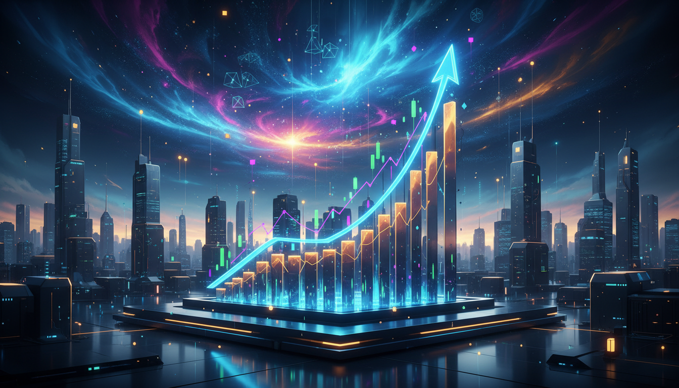 กราฟราคา Bitcoin พุ่งขึ้น แสดงถึงแนวโน้มราคาขึ้น