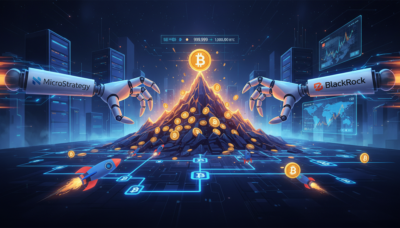 MicroStrategy และ BlackRock แข่งขันสะสม Bitcoin เพื่อเป้าหมาย 1 ล้านเหรียญ