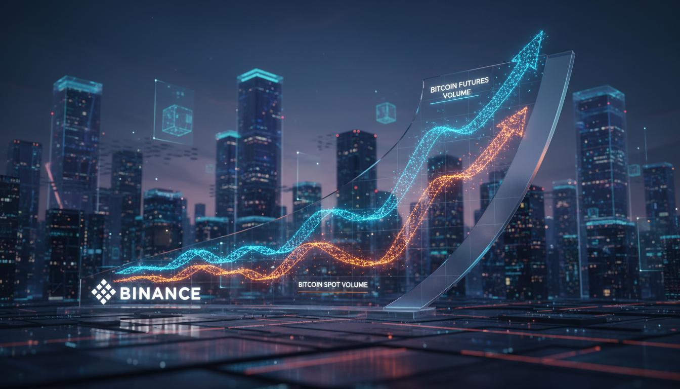 กราฟแสดงการเติบโตของ Bitcoin Futures เทียบกับ Spot บน Binance
