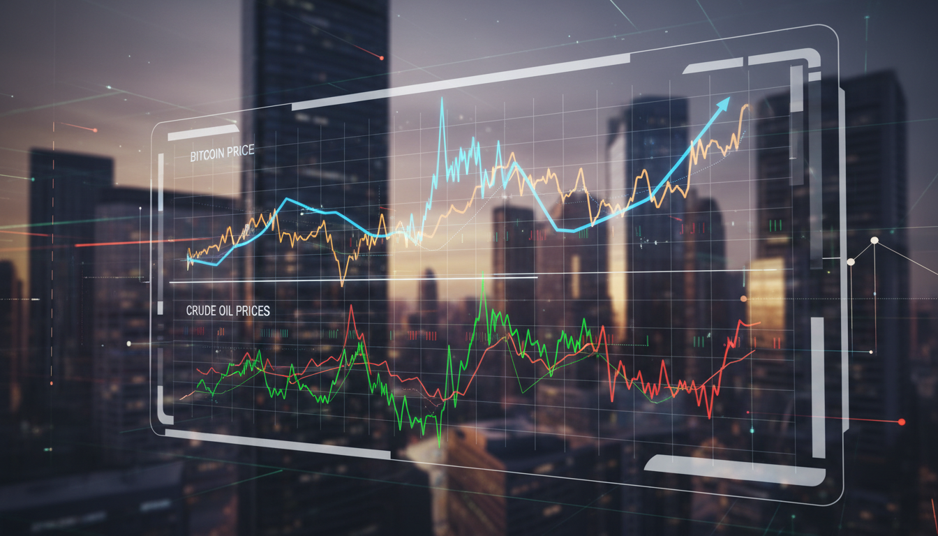กราฟราคา Bitcoin ผันผวนตามราคาน้ำมัน
