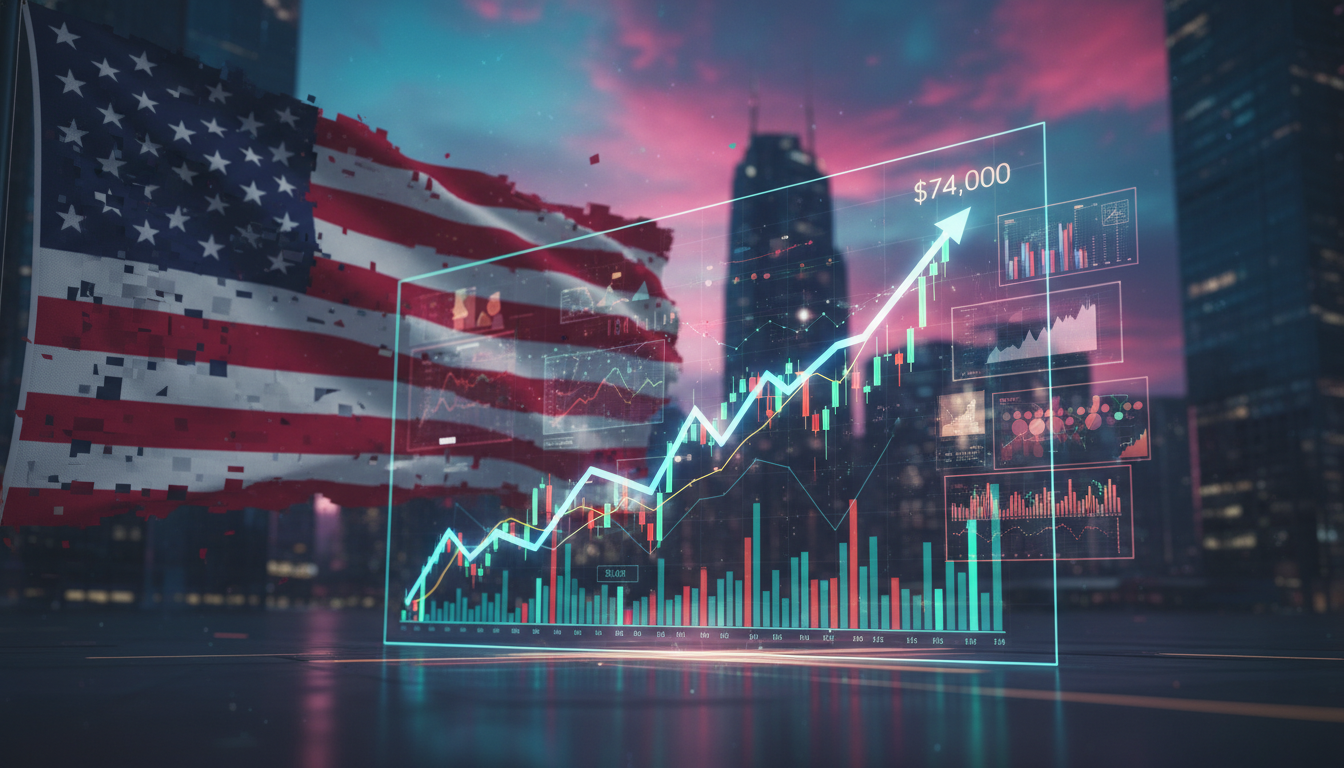 กราฟราคา Bitcoin เล็งเป้าหมาย 74,000 ดอลลาร์