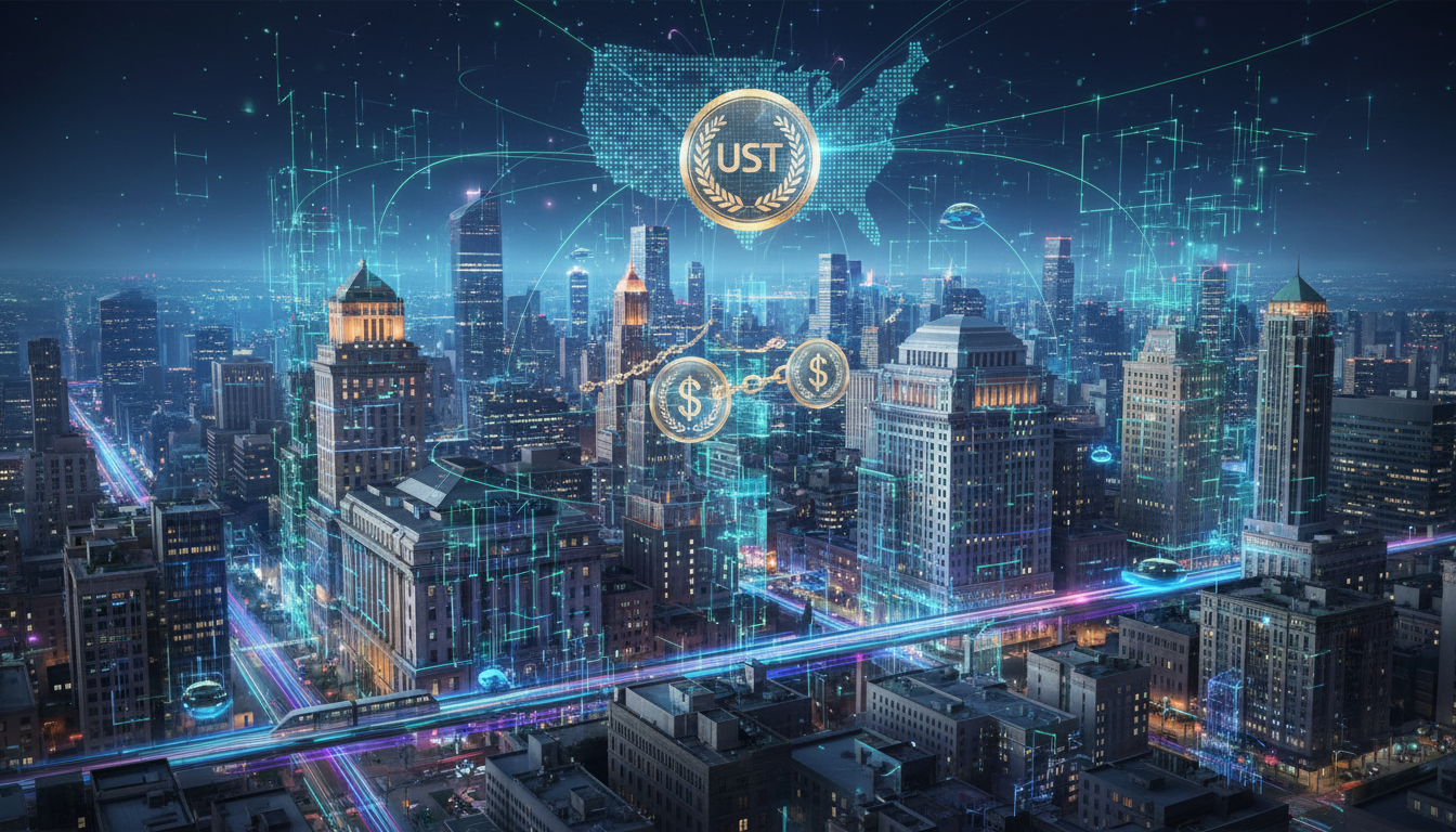 ภาพแสดงแนวคิด Tokenized Treasuries โดยมี Circle และ BlackRock เป็นผู้นำตลาด