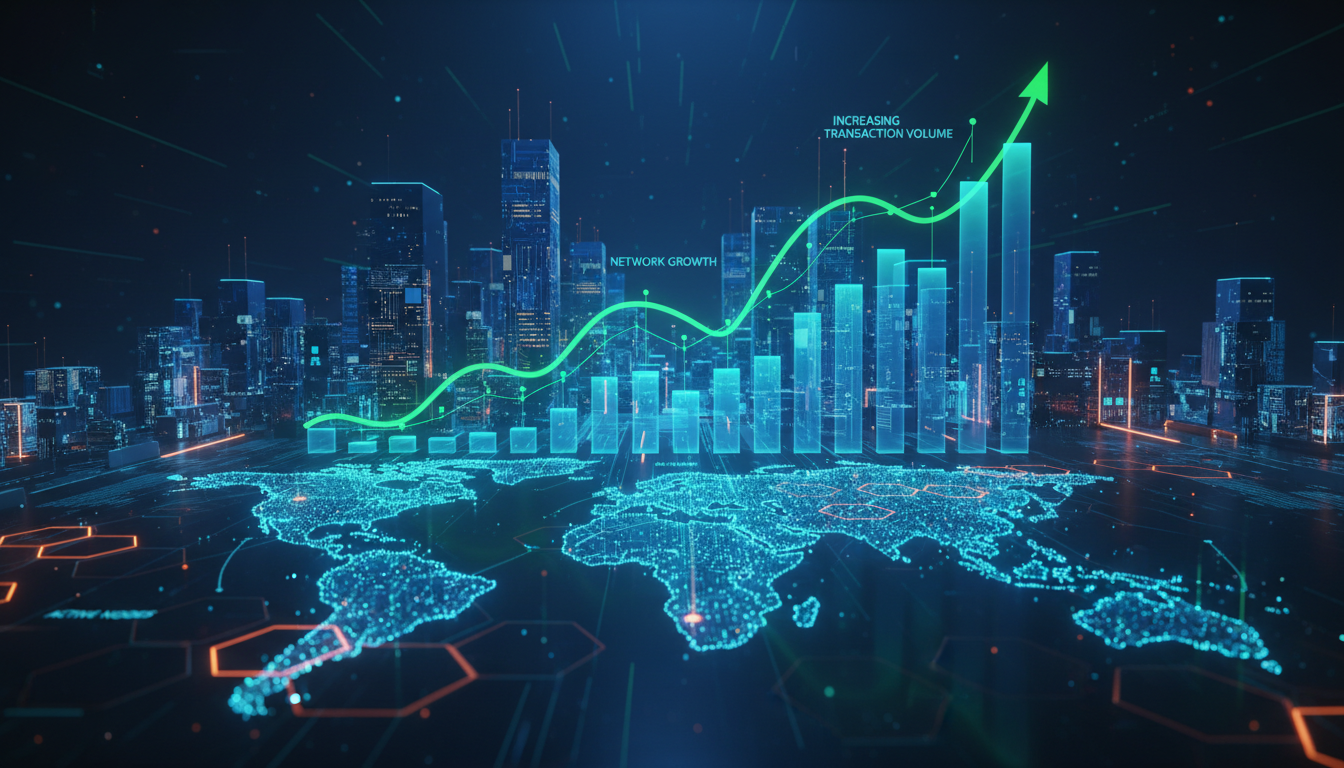 กราฟแสดงกิจกรรมบน XRP Ledger ที่มีการเติบโต
