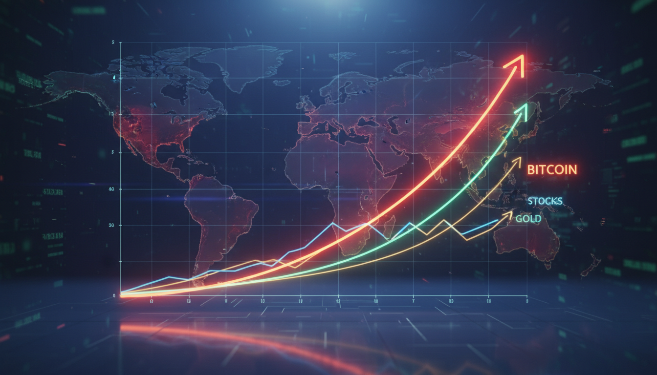 กราฟแสดง Bitcoin เหนือกว่าหุ้นและทองคำ ท่ามกลางสงครามอิหร่าน