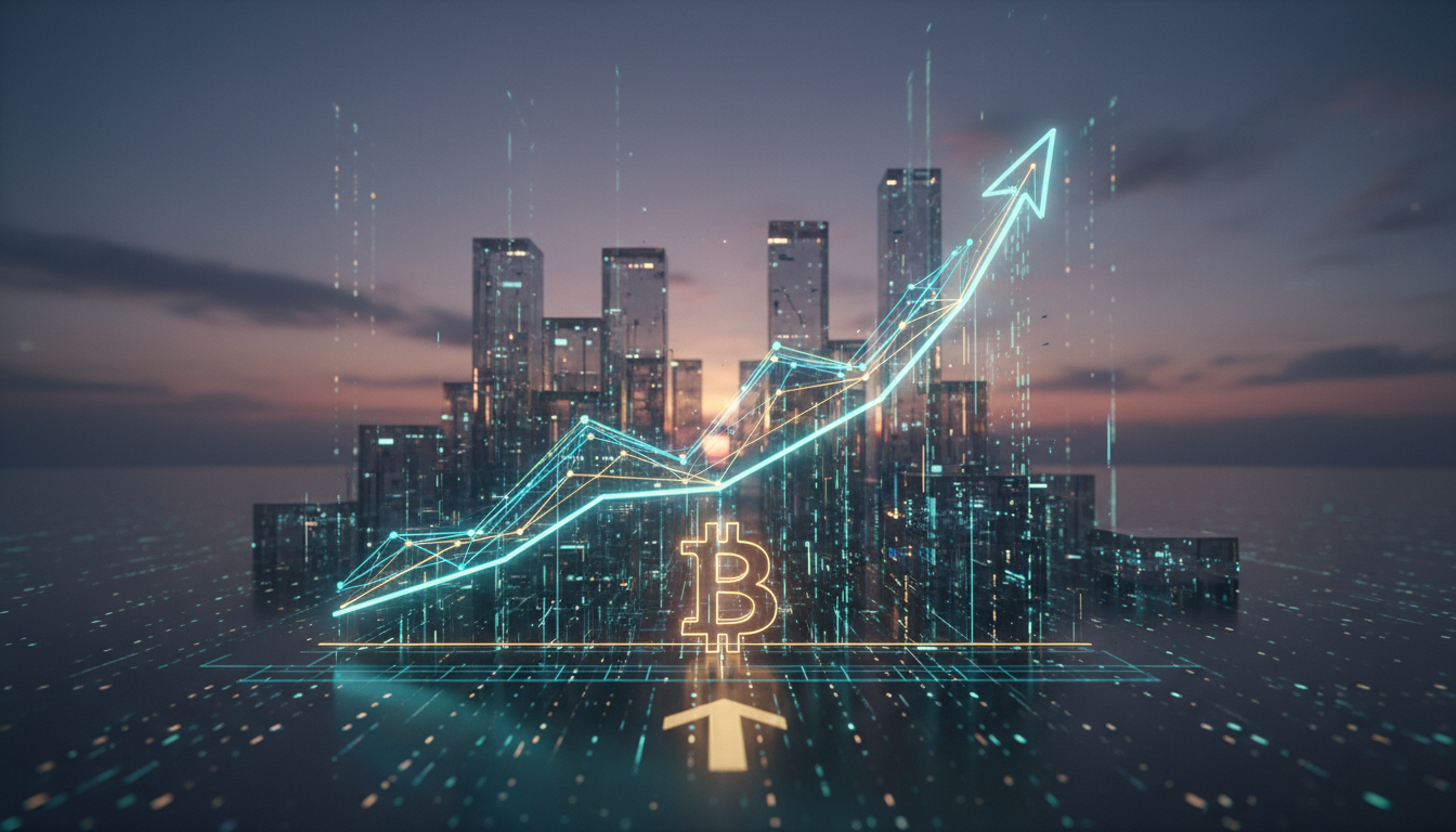 กราฟราคา Bitcoin แสดงแนวโน้มขาขึ้น