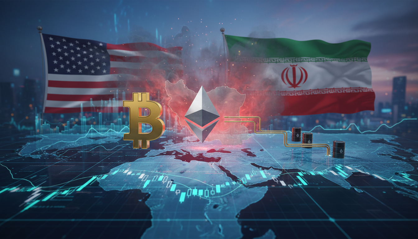 กราฟตลาดคริปโต ตลาดหุ้น และราคาน้ำมันที่ผันผวนจากความตึงเครียดอิหร่าน