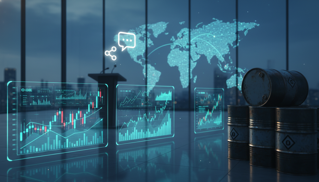 กราฟปริมาณซื้อขายหุ้นและน้ำมันฟิวเจอร์สที่พุ่งขึ้นก่อนข่าวทรัมป์